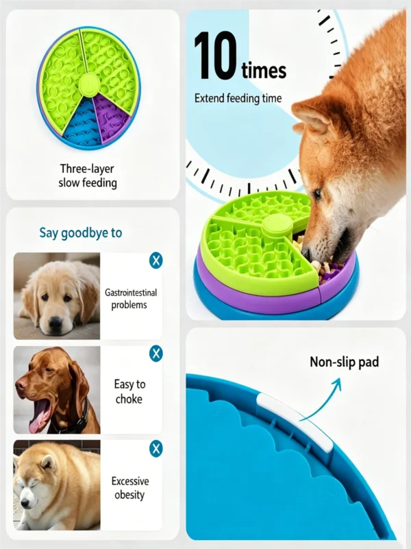 Pet Slow Feeder Turntable 3 Layers 10×10in