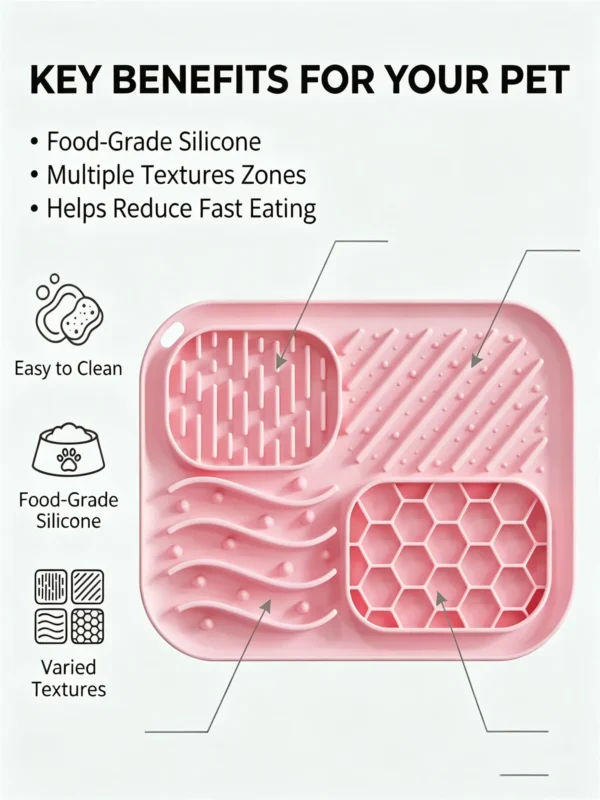 Silicone Pet Licking Mat Slow Feeder Bowl 5.9×7.87in