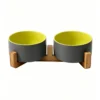 Ceramic Wooden Frame Pet Premium Food and Water Bowl 13.5-28.7oz