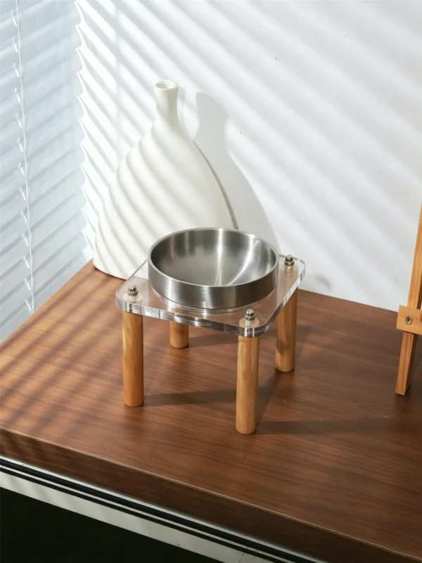 304 Stainless Steel Acrylic Elevated Pet Bowl 6.8 oz
