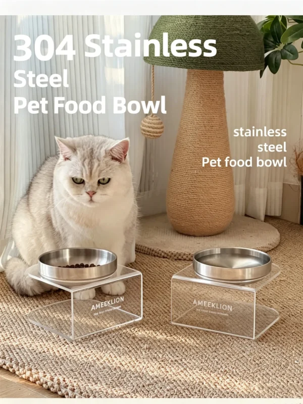 304 Stainless Steel Pet Bowl with Acrylic Stand 6.8 Ounces