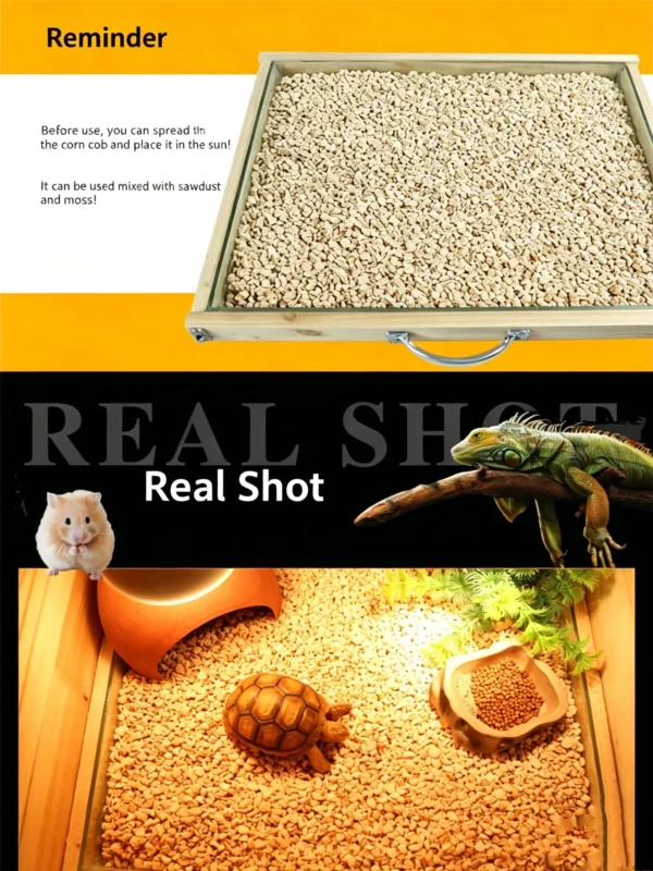 Corn cob bedding for deodorizing reptiles