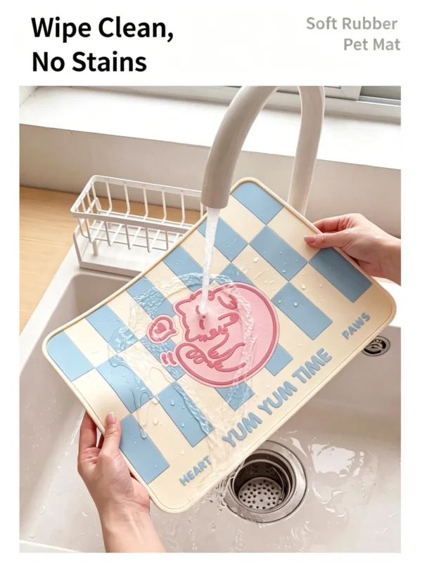 Non-Slip Silicone Cat & Dog Feeding Mat – Waterproof, 15.7×11.8 in