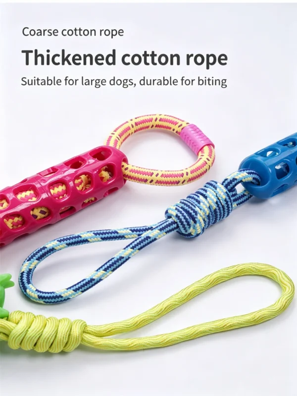 提炼产品4大卖点 (1)_副本-compressed TPR Pet Teething Toy – Cotton Rope, Durable & Interactive for Small Dogs
