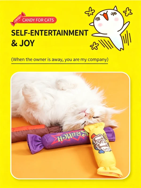 提炼产品4大卖点 (1)_副本-compressed Candy Pillow Catnip Toy – Soft Plush Candy Shape for Cats