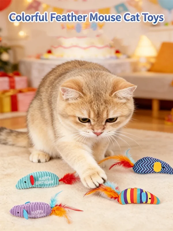 Realistic Mouse Toys for Cats – 2-Pack (Soft & Squeaky)