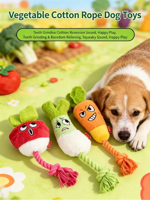 提炼产品4大卖点 (3)_副本-compressed Squeaky Plush Cotton Rope Toy – Cute Vegetable Design for Dogs