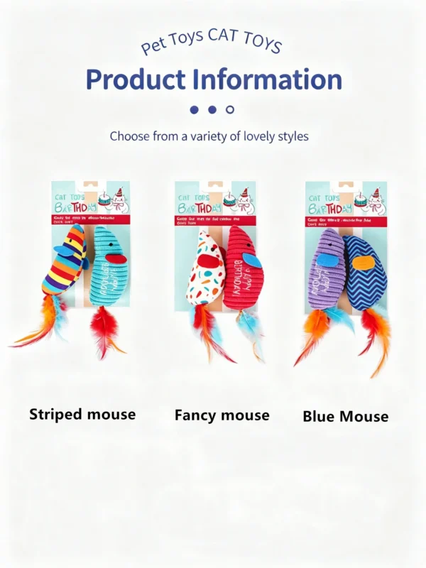 Realistic Mouse Toys for Cats – 2-Pack (Soft & Squeaky)