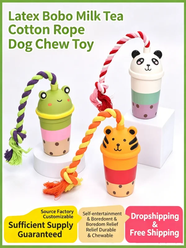 Squeaky Latex Milk Tea Cup Toy – Fun Shaped Toy for Dogs