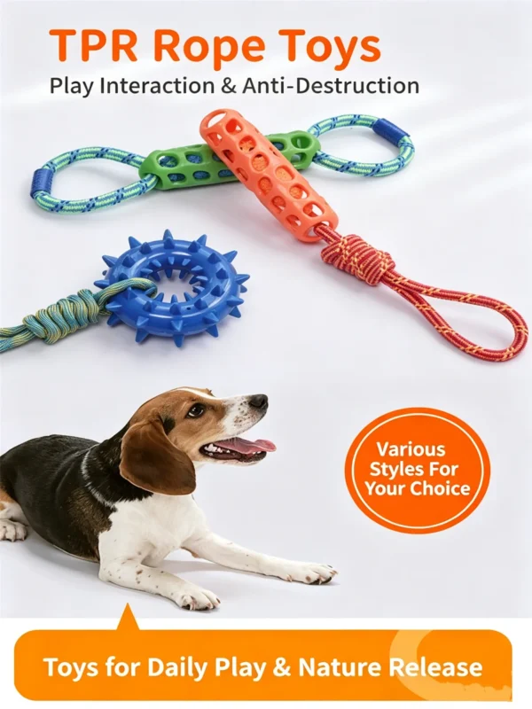 提炼产品4大卖点_副本-compressed TPR Pet Teething Toy – Cotton Rope, Durable & Interactive for Small Dogs
