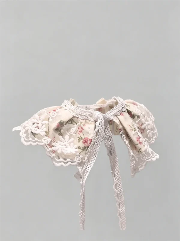 Cat collar, lace, bow, neck warmer, scarf, decoration, pet (10) Vintage Cream Rose Floral Lace Ruffled Kitten Collar Bib