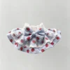 Cute Pastel Blue Strawberry Lace Ruffled Kitten Collar Bib