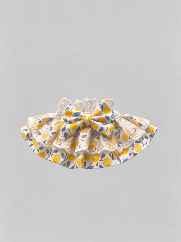 Summer Lemon Fruit Lace Ruffled Kitten Collar Bib