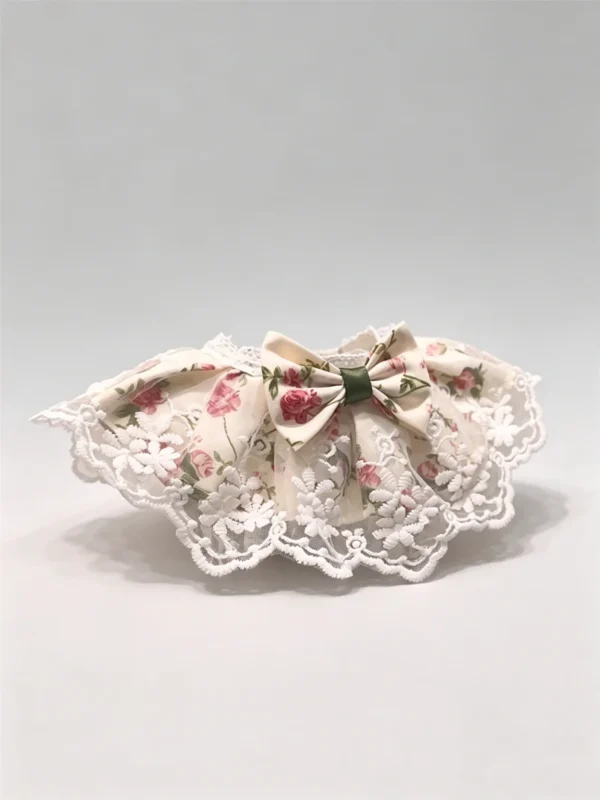 Cat collar, lace, bow, neck warmer, scarf, decoration, pet (12) Vintage Cream Rose Floral Lace Ruffled Kitten Collar Bib