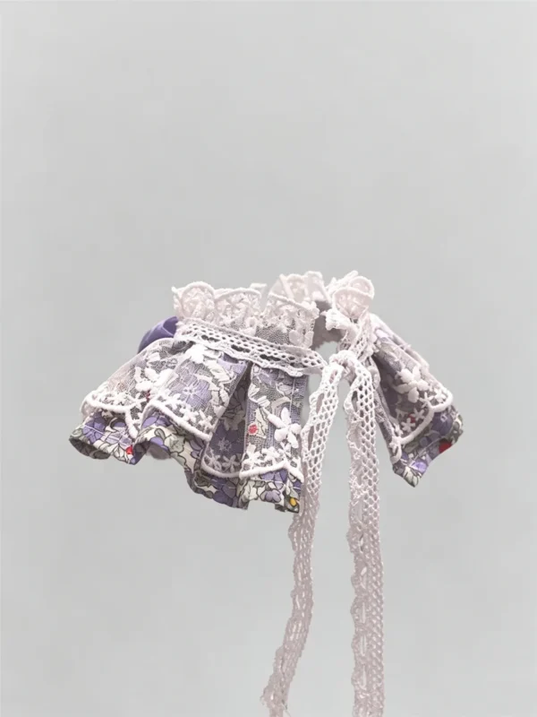 Cat collar, lace, bow, neck warmer, scarf, decoration, pet Pastel Purple Floral Lace Ruffled Kitten Collar Bib with Chiffon Bow