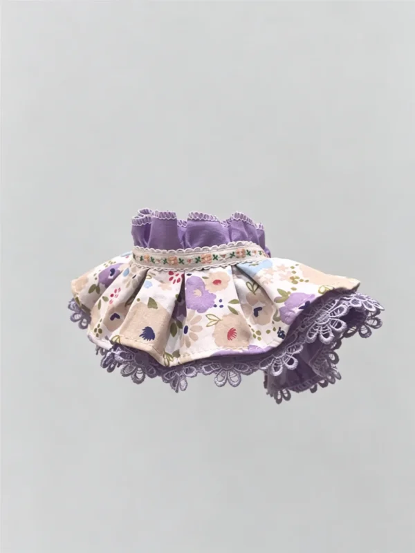 Vintage Purple Floral Lace Ruffled Kitten Collar Bib