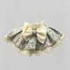 Cat collar, lace, bow, neck warmer, scarf, decoration, pet (3) Vintage Sage Floral Cream Lace Ruffled Kitten Collar Bib