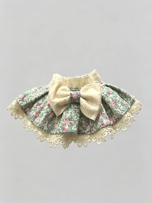 Cat collar, lace, bow, neck warmer, scarf, decoration, pet (3) Vintage Sage Floral Cream Lace Ruffled Kitten Collar Bib