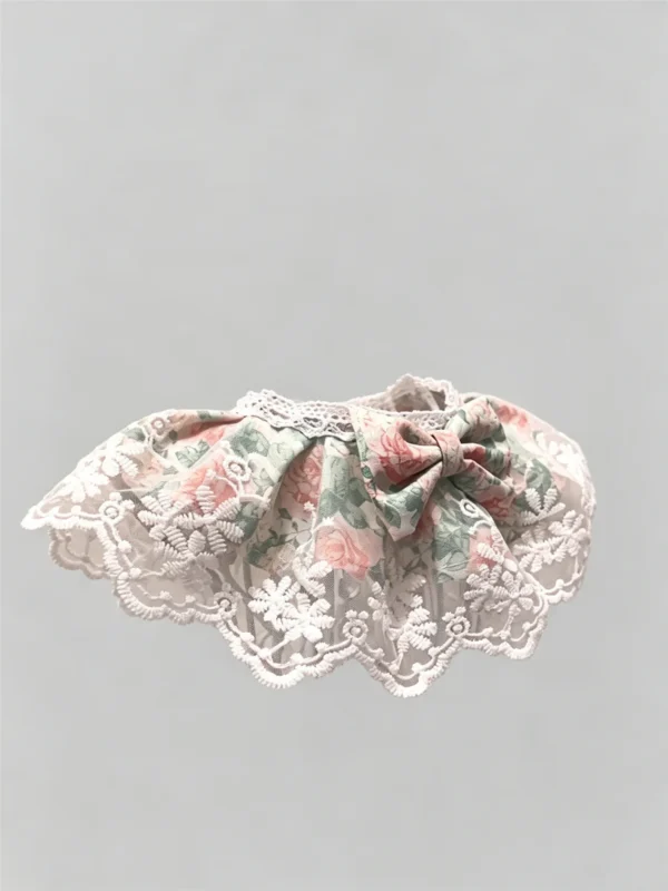 Cat collar, lace, bow, neck warmer, scarf, decoration, pet (3) French Country Pink Rose Lace Ruffled Kitten Collar Bib