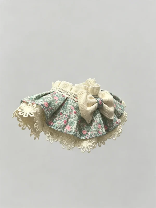 Cat collar, lace, bow, neck warmer, scarf, decoration, pet (4) Vintage Sage Floral Cream Lace Ruffled Kitten Collar Bib