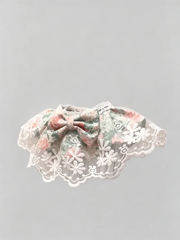 Cat collar, lace, bow, neck warmer, scarf, decoration, pet (4) French Country Pink Rose Lace Ruffled Kitten Collar Bib