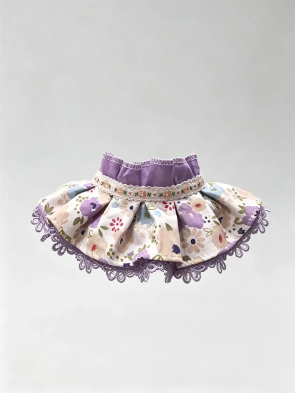 Vintage Purple Floral Lace Ruffled Kitten Collar Bib