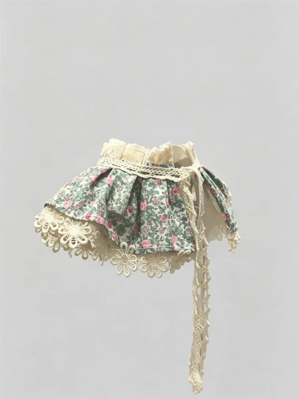 Cat collar, lace, bow, neck warmer, scarf, decoration, pet (5) Vintage Sage Floral Cream Lace Ruffled Kitten Collar Bib