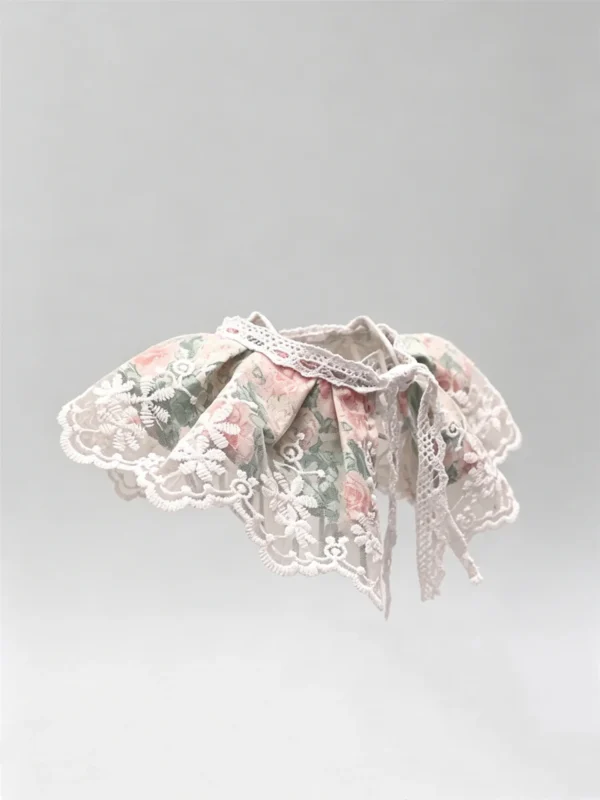 Cat collar, lace, bow, neck warmer, scarf, decoration, pet (5) French Country Pink Rose Lace Ruffled Kitten Collar Bib