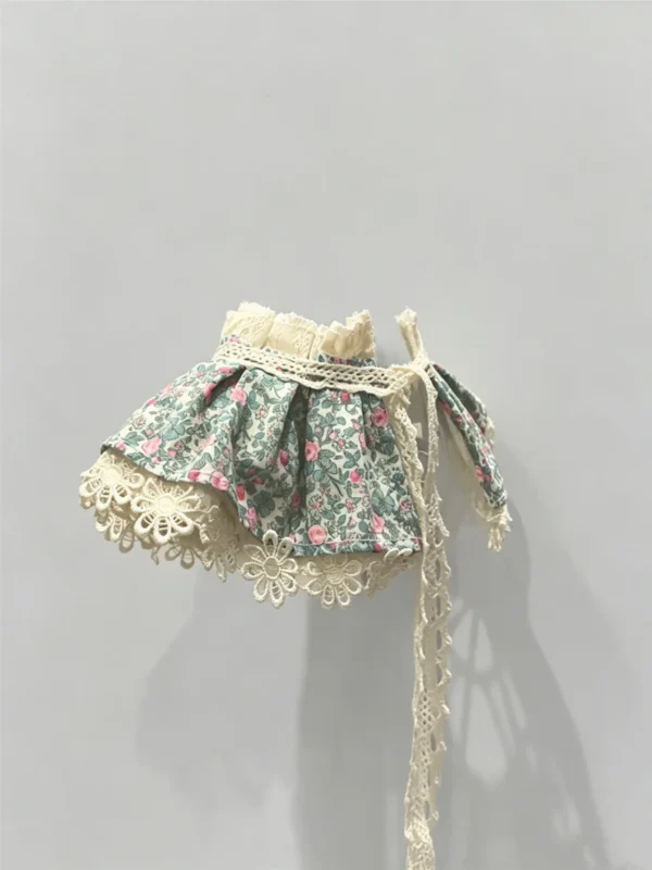 Cat collar, lace, bow, neck warmer, scarf, decoration, pet (6) Vintage Sage Floral Cream Lace Ruffled Kitten Collar Bib