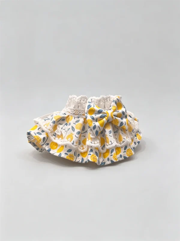 Cat collar, lace, bow, neck warmer, scarf, decoration, pet (7) Summer Lemon Fruit Lace Ruffled Kitten Collar Bib