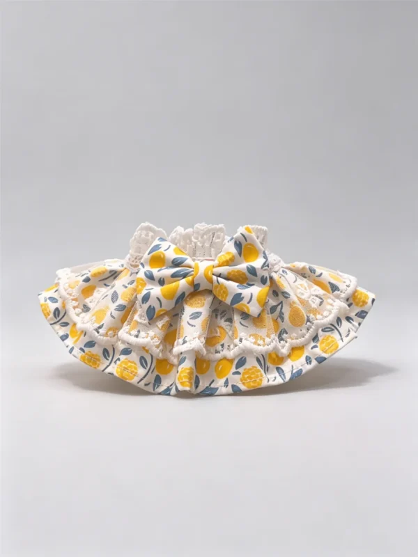 Cat collar, lace, bow, neck warmer, scarf, decoration, pet (9) Summer Lemon Fruit Lace Ruffled Kitten Collar Bib