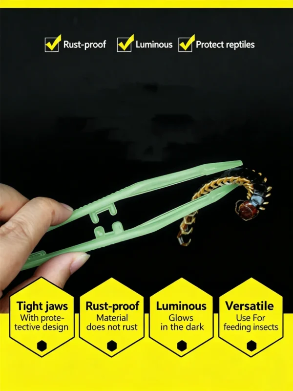 Crawler tool, tweezers, glow-in-the-dark tweezers, luminous tweezers, feeding tweezers (6)-compressed Reptile Glow Tweezers
