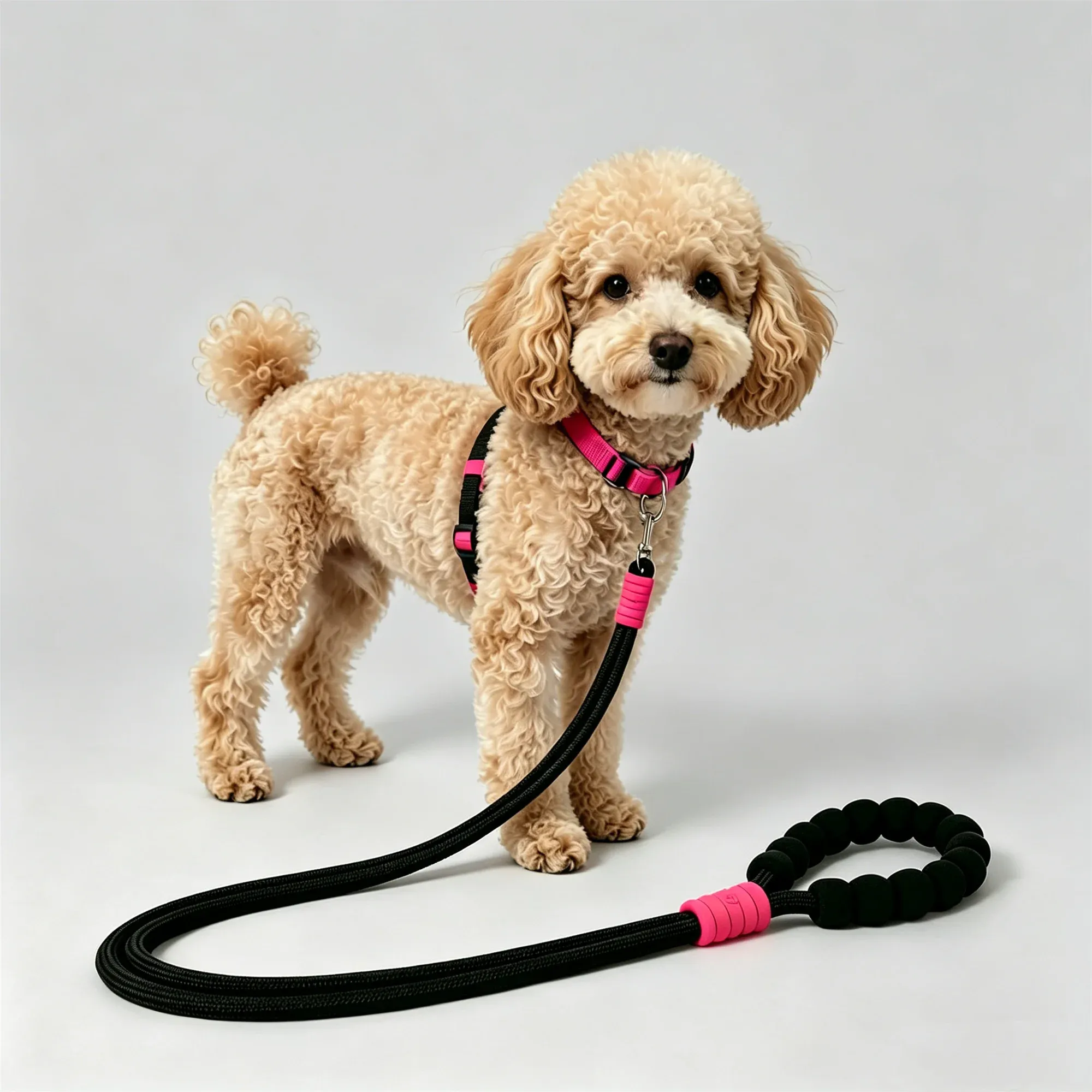 With two dog leashes
