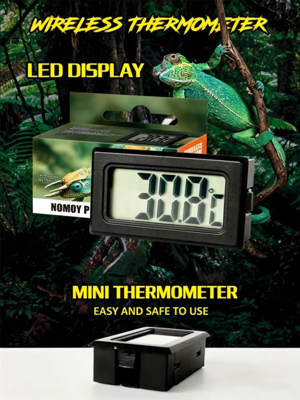 Mini reptile thermometer, digital terrarium thermometer, wireless tank temperature gauge, reptile vivarium monitor, small lizard tank thermometer, tortoise enclosure temperature sensor (2) Breeding box digital thermometer