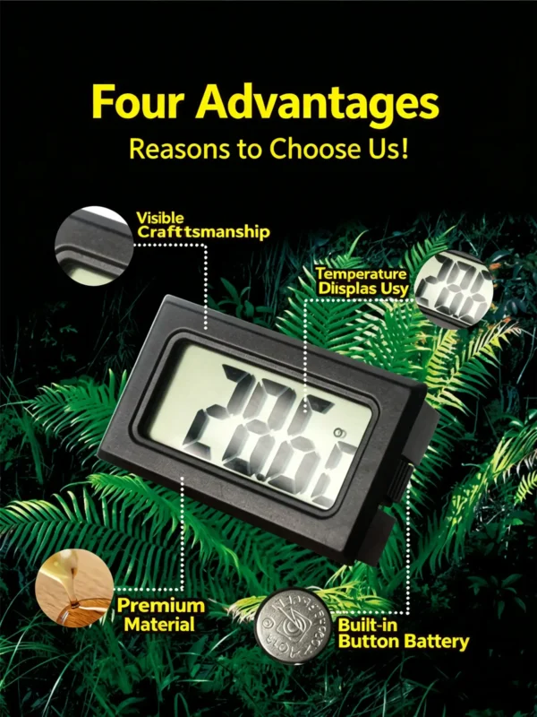 Mini reptile thermometer, digital terrarium thermometer, wireless tank temperature gauge, reptile vivarium monitor, small lizard tank thermometer, tortoise enclosure temperature sensor Breeding box digital thermometer