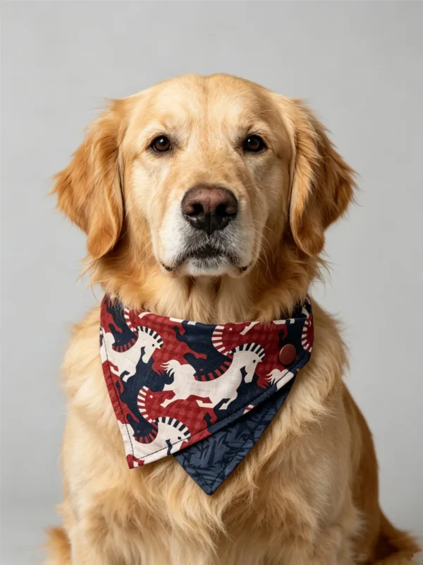 Retro Horse Print Dog Bandana