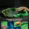 Reptile water dish, rock reptile food bowl, gecko feeding tray, turtle soaking dish, terrarium dual-use basin, reptile habitat bowl (5) Artificial Rock Water Bowl - Antibacterial Feeding & Bathing Dish for Reptiles