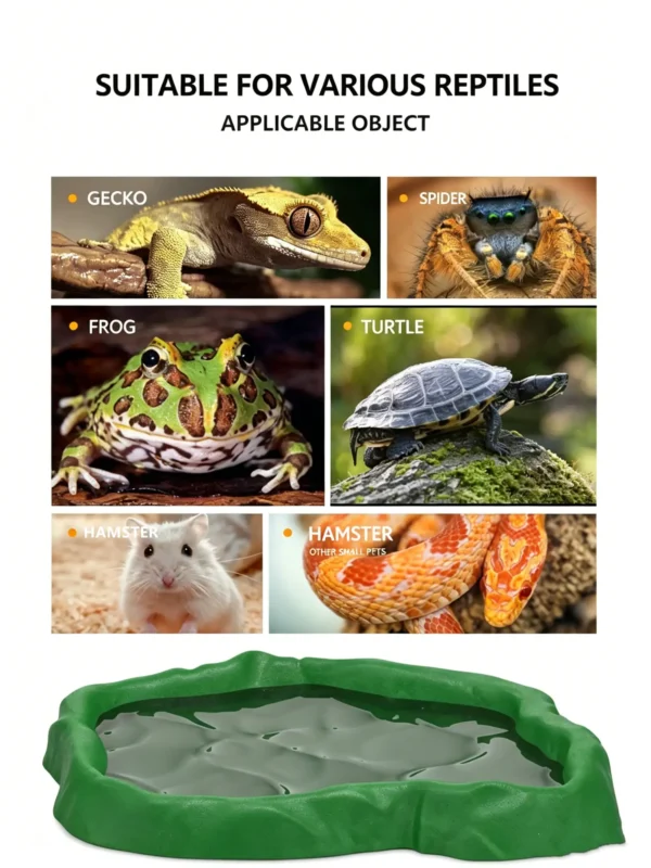 Reptile water dish, rock reptile food bowl, gecko feeding tray, turtle soaking dish, terrarium dual-use basin, reptile habitat bowl (6) Artificial Rock Water Bowl - Antibacterial Feeding & Bathing Dish for Reptiles
