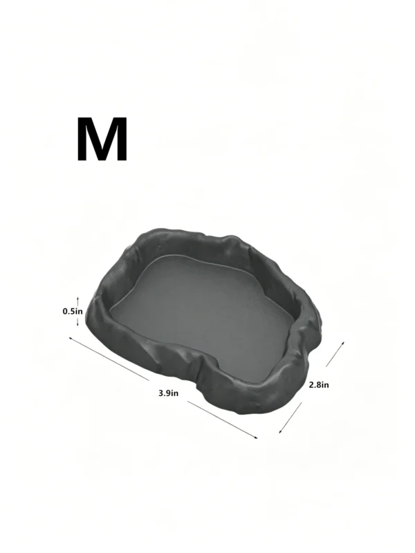 Reptile water dish, rock reptile food bowl, gecko feeding tray, turtle soaking dish, terrarium dual-use basin, reptile habitat bowl Artificial Rock Water Bowl - Antibacterial Feeding & Bathing Dish for Reptiles