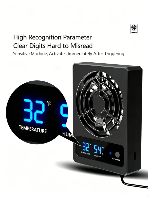 Smart reptile terrarium fan, humidity controlled ventilation fan, reptile tank cooling fan, digital temp humidity exhaust fan, vivarium circulation ventilator, reptile fog removal fan (3) Smart Reptile Terrarium Fan - Auto Humidity & Temperature Control Ventilator