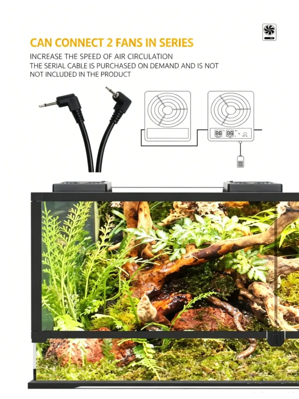 Smart reptile terrarium fan, humidity controlled ventilation fan, reptile tank cooling fan, digital temp humidity exhaust fan, vivarium circulation ventilator, reptile fog removal fan (7) Smart Reptile Terrarium Fan - Auto Humidity & Temperature Control Ventilator