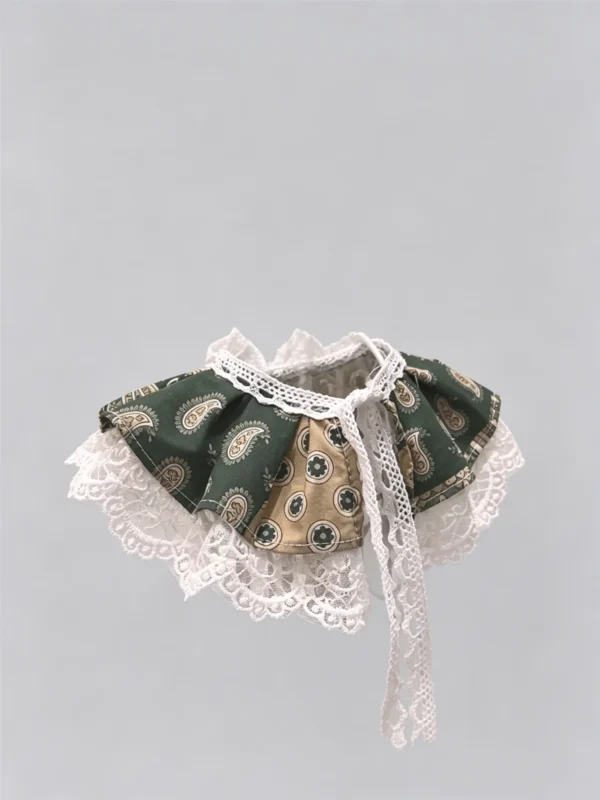 图片修改需求 (1)_副本-compressed Retro Khaki Paisley Lace Ruffled Kitten Collar Bib