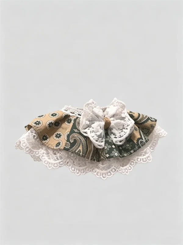 图片修改需求 (3)_副本-compressed Retro Khaki Paisley Lace Ruffled Kitten Collar Bib