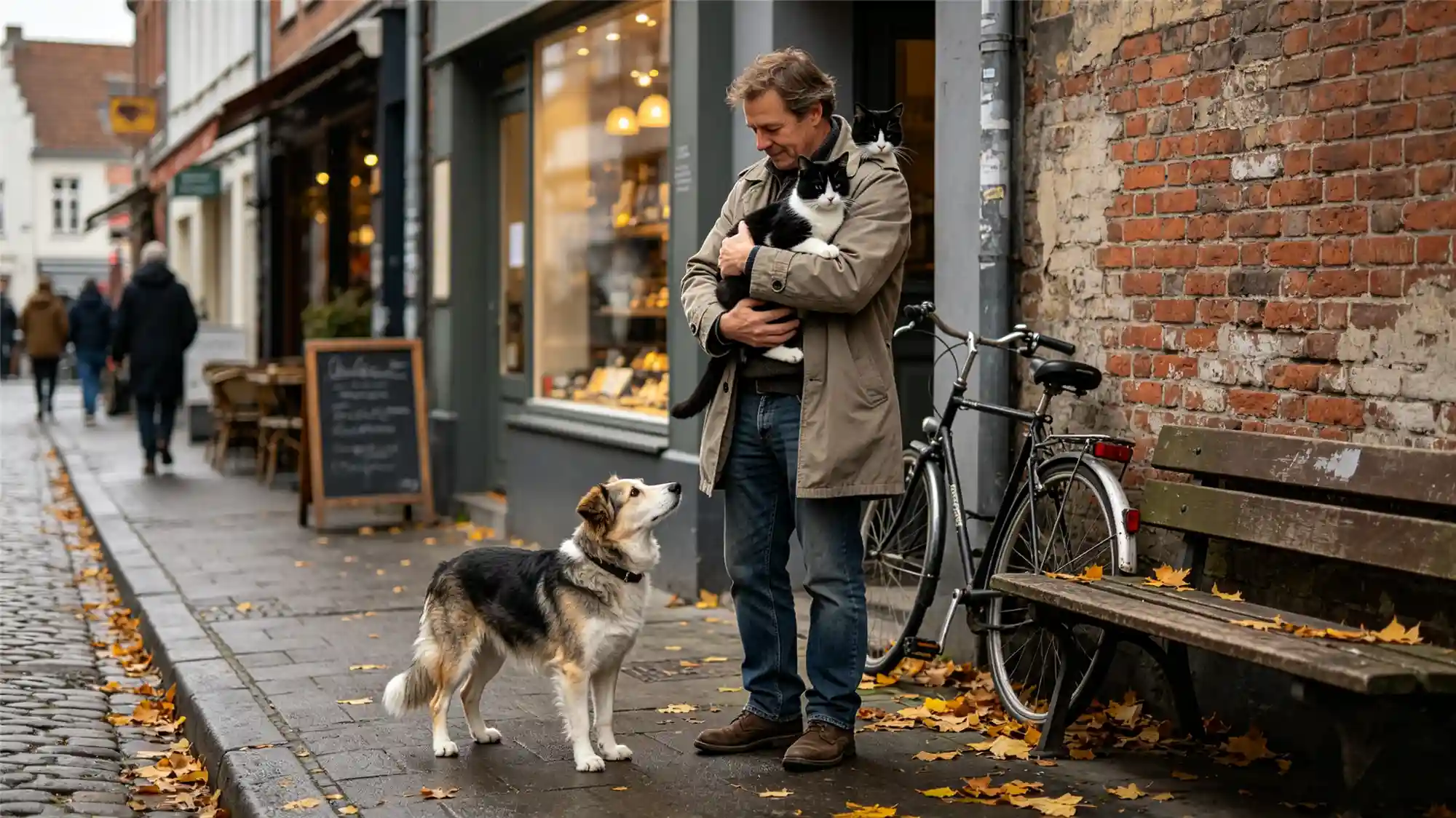 Man and woman interacting with a dog and cat - Building deep emotional bonds with animals guide
