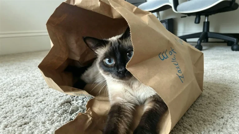 Siamese cat with striking blue eyes and sleek coat