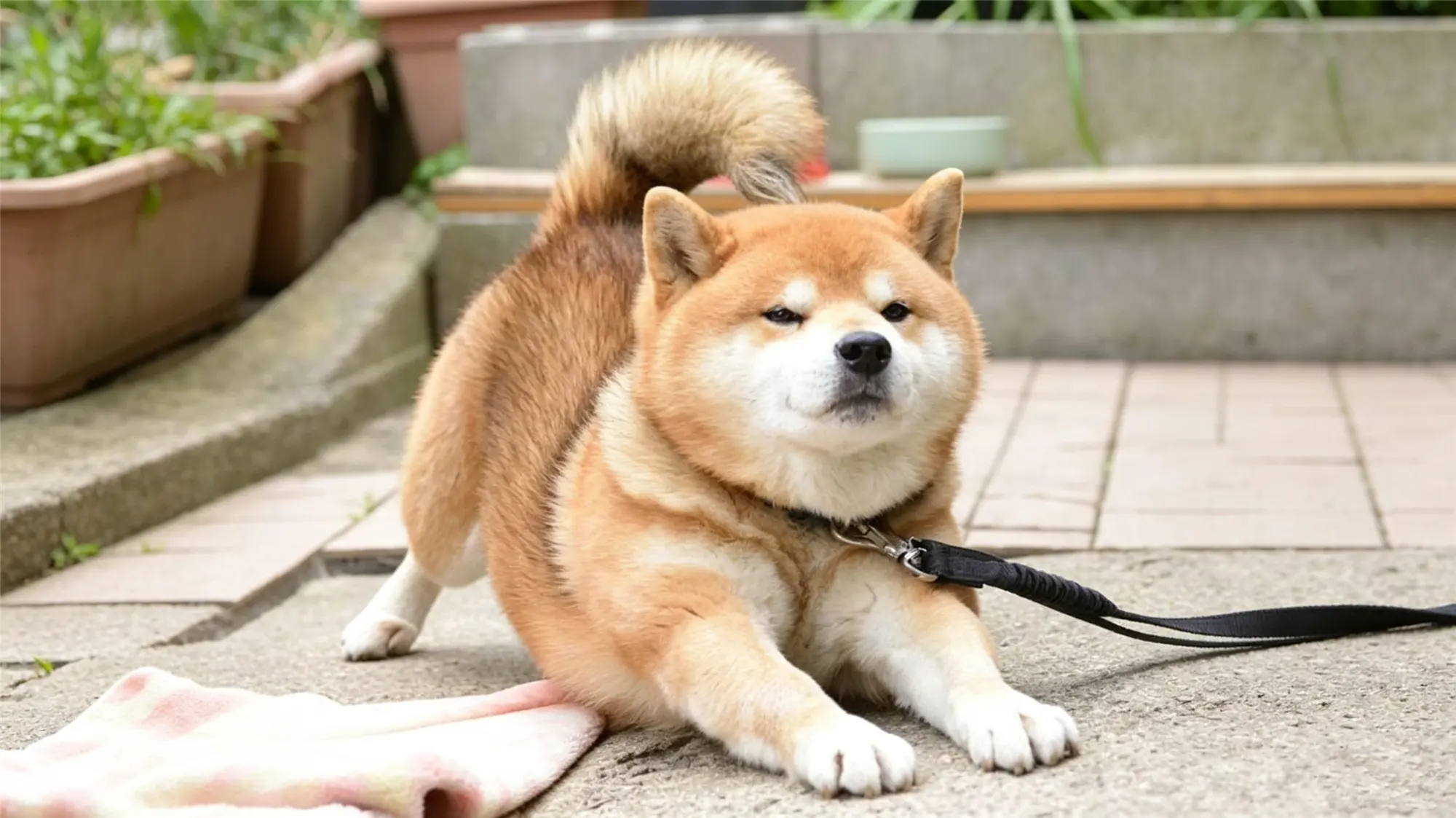 Shiba Inu dog resting outdoors showing independent but loyal canine personality